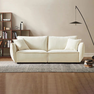 3-Seater Sofa with Armrests Wide Deep Seats & Accent Pillows - Wooden Bazar