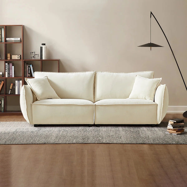 3-Seater Sofa with Armrests Wide Deep Seats & Accent Pillows - Wooden Bazar