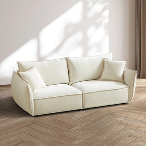 3-Seater Sofa with Armrests Wide Deep Seats & Accent Pillows - Wooden Bazar