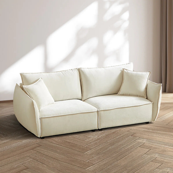 3-Seater Sofa with Armrests Wide Deep Seats & Accent Pillows - Wooden Bazar