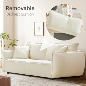 3-Seater Sofa with Armrests Wide Deep Seats & Accent Pillows - Wooden Bazar