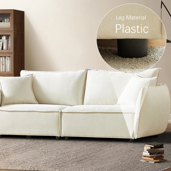 3-Seater Sofa with Armrests Wide Deep Seats & Accent Pillows - Wooden Bazar