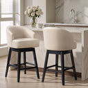 30" Swivel Faux Leather Upholstered Bar Stool with Solid Wood Legs (Set of 2)  Wooden Bazar