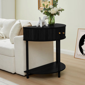Modern Farmhouse Half-Moon Console Table  Wooden Bazar