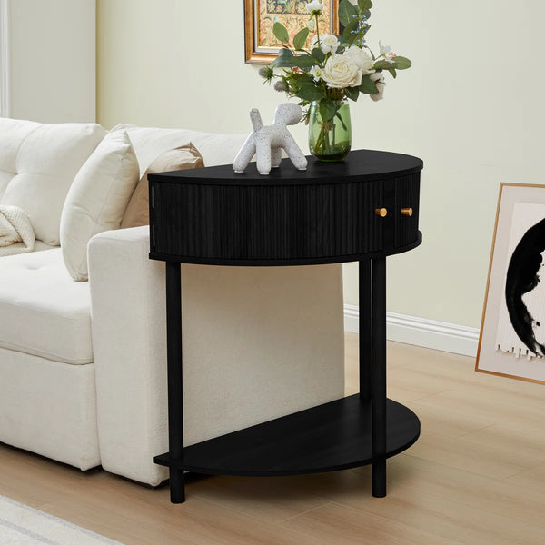 Modern Farmhouse Half-Moon Console Table  Wooden Bazar