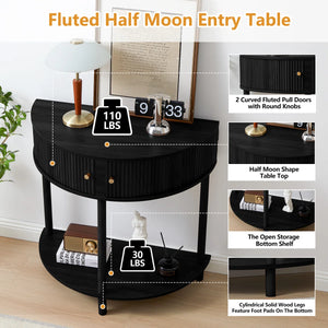 Modern Farmhouse Half-Moon Console Table  Wooden Bazar