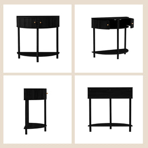 Modern Farmhouse Half-Moon Console Table  Wooden Bazar
