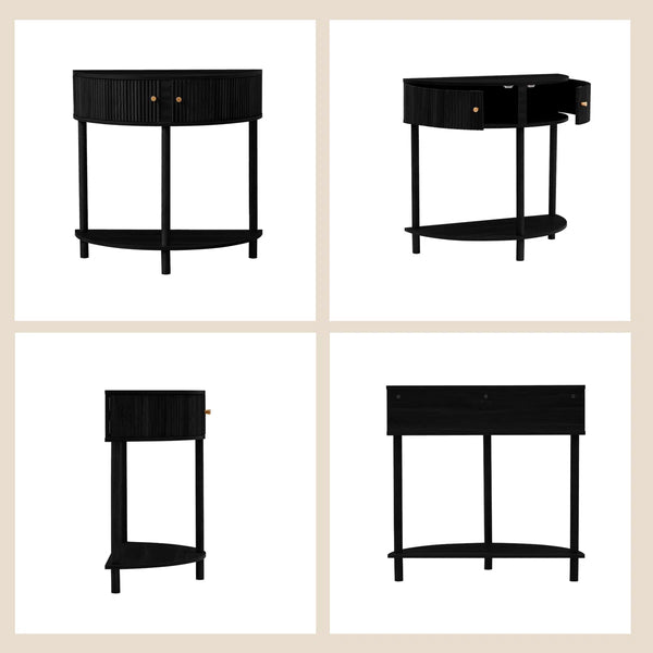 Modern Farmhouse Half-Moon Console Table  Wooden Bazar
