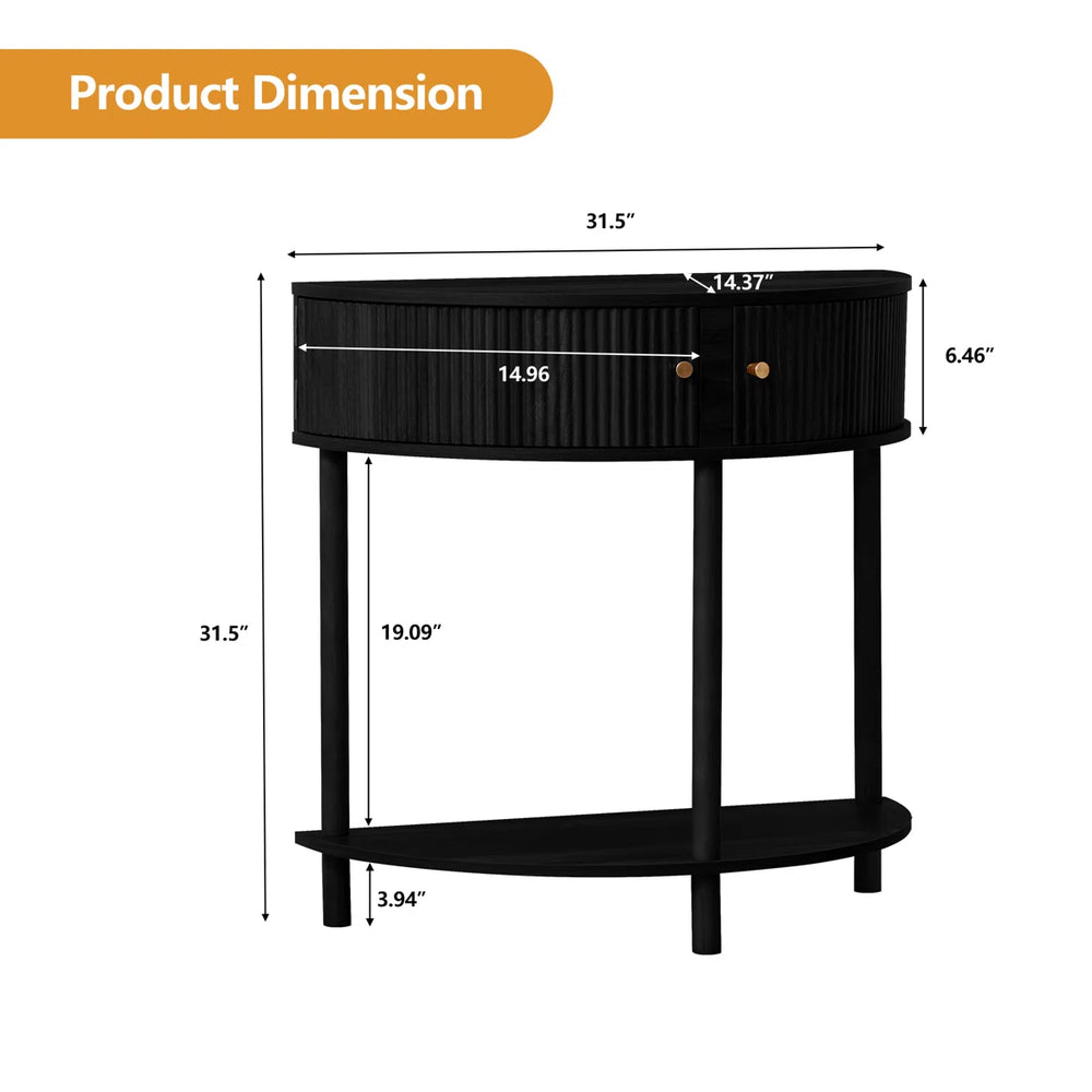 Modern Farmhouse Half-Moon Console Table  Wooden Bazar