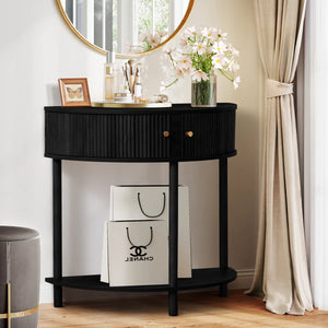 Modern Farmhouse Half-Moon Console Table  Wooden Bazar