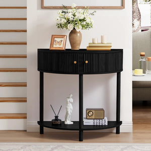 Modern Farmhouse Half-Moon Console Table  Wooden Bazar
