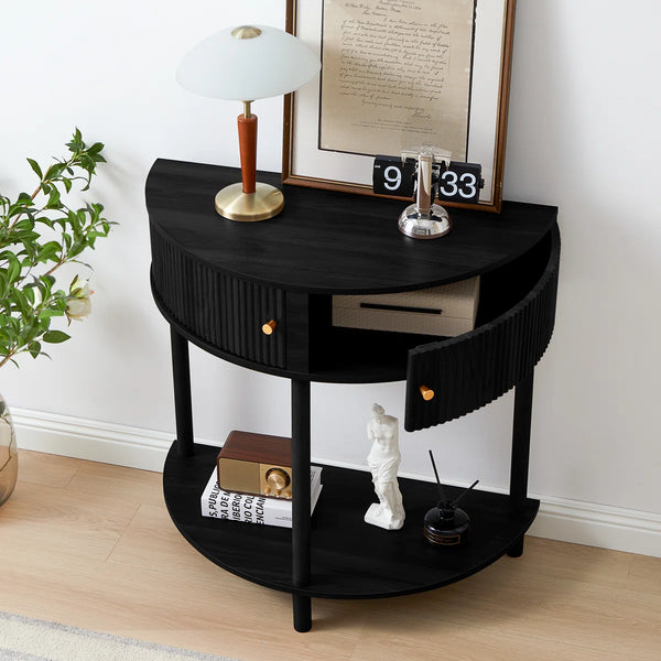 Modern Farmhouse Half-Moon Console Table  Wooden Bazar