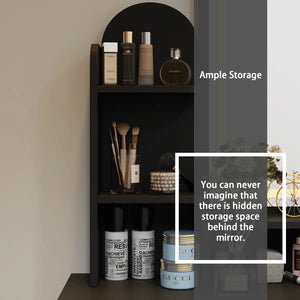 31.5" W Makeup Vanity Set with 3-Color LED Lighted Mirror and 5 Storage Drawers  Wooden Bazar