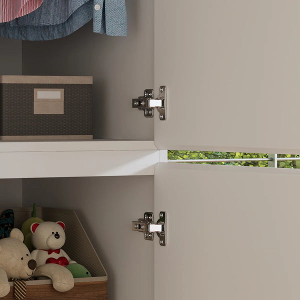 Mirrored Wardrobe Armoire with Clothing Rod & Adjustable Shelves  Wooden Bazar