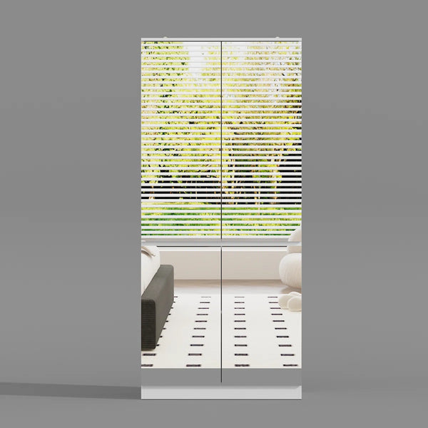 Freestanding Mirrored Wardrobe with Hanging Rod & Adjustable Shelves  Wooden Bazar
