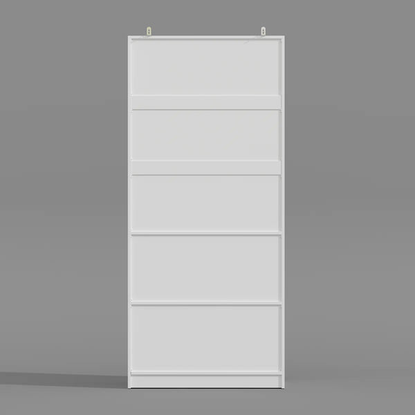 Freestanding Mirrored Wardrobe with Hanging Rod & Adjustable Shelves  Wooden Bazar
