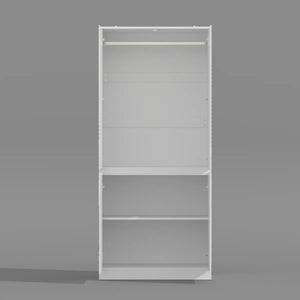 Mirrored Wardrobe Armoire with Clothing Rod & Adjustable Shelves  Wooden Bazar