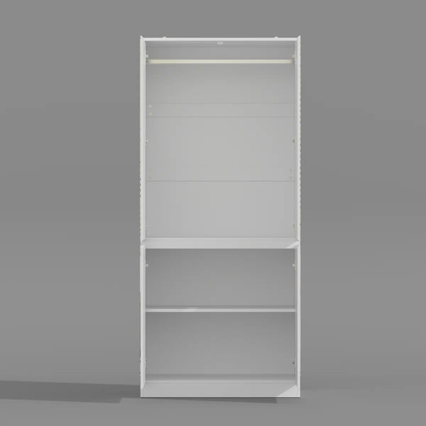 Mirrored Wardrobe Armoire with Clothing Rod & Adjustable Shelves  Wooden Bazar