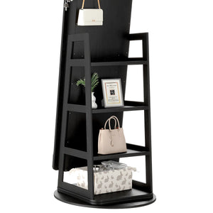 Swivel Arched Jewelry Armoire with LED Lighted Full-Length Mirror  Wooden Bazar