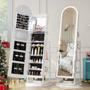 Swivel Arched Jewelry Armoire with LED Lighted Full-Length Mirror  Wooden Bazar