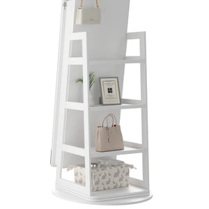 Swivel Arched Jewelry Armoire with LED Lighted Full-Length Mirror  Wooden Bazar