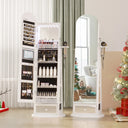 Swivel Arched Jewelry Cabinet with Full-Length Mirror & Lockable Storage  Wooden Bazar