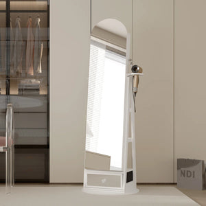 Swivel Arched Jewelry Cabinet with Full-Length Mirror & Lockable Storage  Wooden Bazar