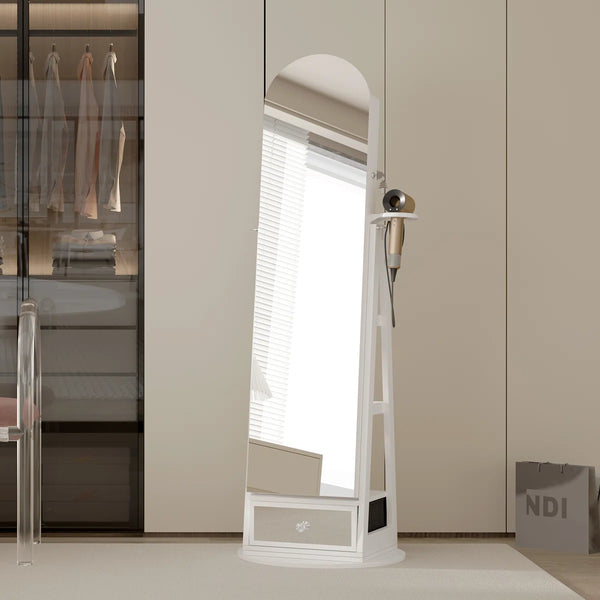 Swivel Arched Jewelry Cabinet with Full-Length Mirror & Lockable Storage  Wooden Bazar