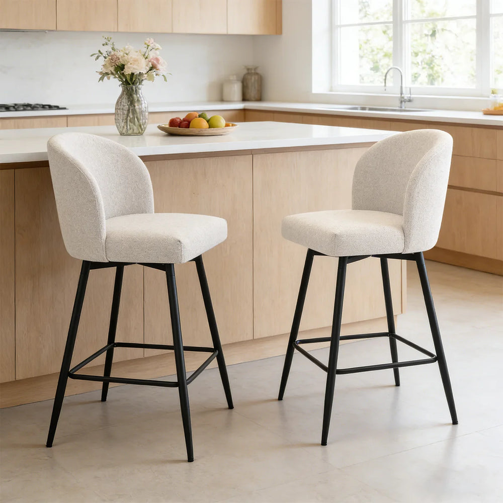 360°Swivel Barstool Counter Height Barstools with Back (Set of 2)  Wooden Bazar