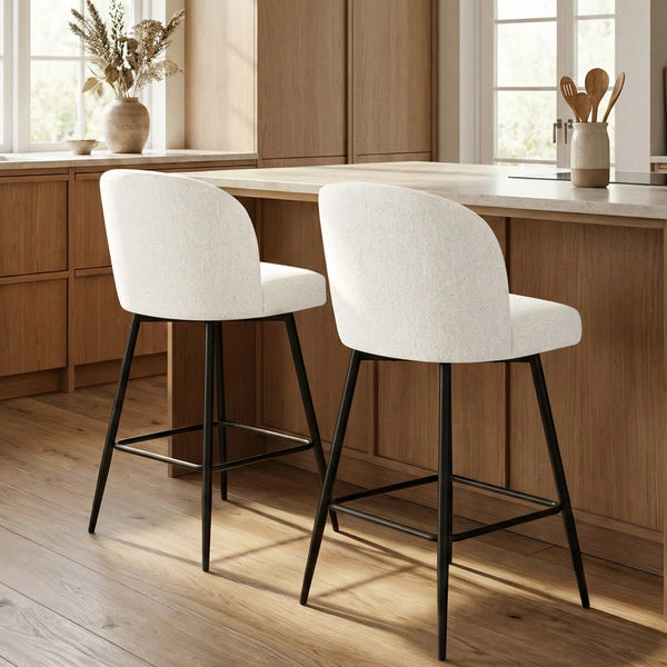 360°Swivel Barstool Counter Height Barstools with Back (Set of 2)  Wooden Bazar