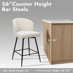 360°Swivel Barstool Counter Height Barstools with Back (Set of 2)  Wooden Bazar