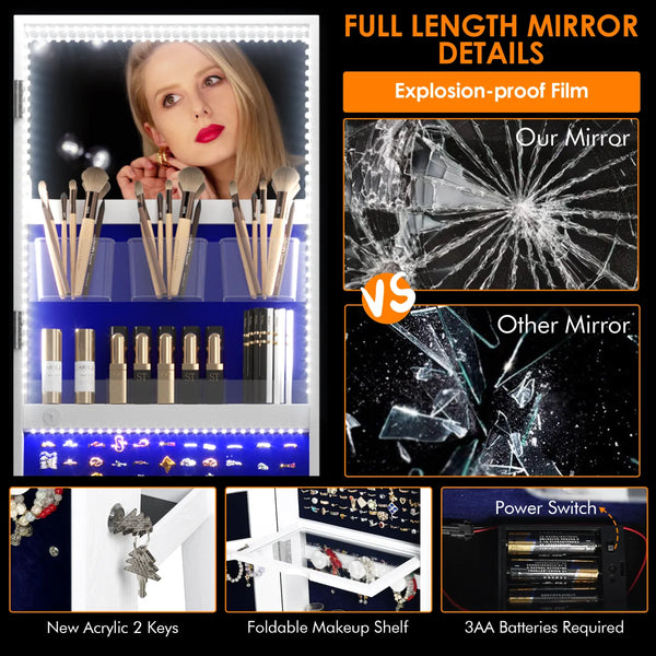 360° Swivel Jewelry Armoire with Full-Length Mirror | Wooden Bazar