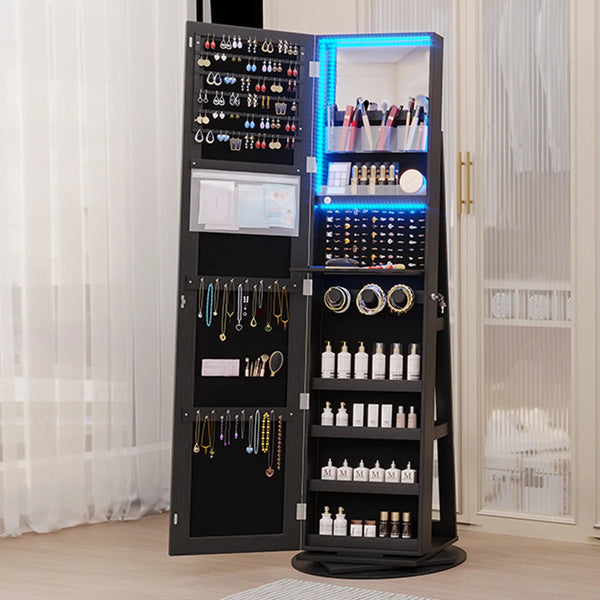 360° Swivel Jewelry Armoire with Full-Length Mirror | Wooden Bazar