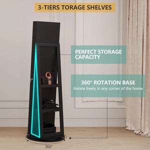 360° Swivel Jewelry Armoire with Full-Length Mirror | Wooden Bazar