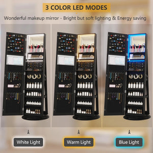 360° Swivel Jewelry Armoire with Full-Length Mirror | Wooden Bazar
