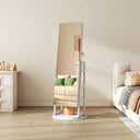 Swivel Jewelry Cabinet with Lockable Storage & Full-Length Mirror  Wooden Bazar