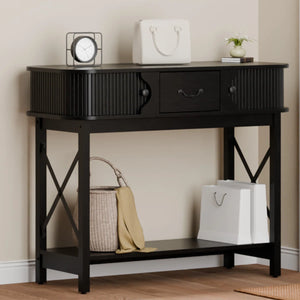 Window-Style Console Table with Decorative Drawers for Entryway, Hallway & Living Room  Wooden Bazar