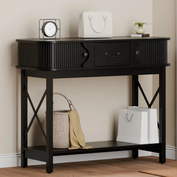 Window-Style Console Table with Decorative Drawers for Entryway, Hallway & Living Room  Wooden Bazar