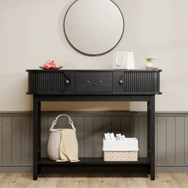 Window-Style Console Table with Decorative Drawers for Entryway, Hallway & Living Room  Wooden Bazar