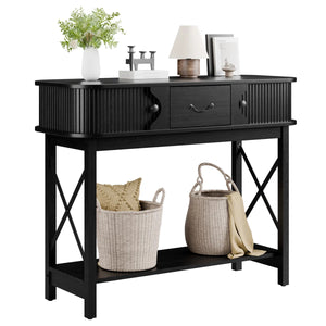 Window-Style Console Table with Decorative Drawers for Entryway, Hallway & Living Room  Wooden Bazar