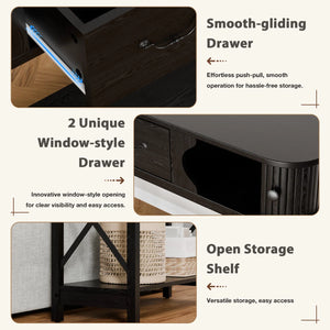 Window-Style Console Table with Decorative Drawers for Entryway, Hallway & Living Room  Wooden Bazar