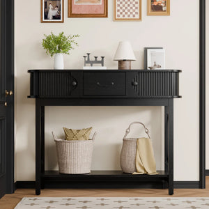 Window-Style Console Table with Decorative Drawers for Entryway, Hallway & Living Room  Wooden Bazar