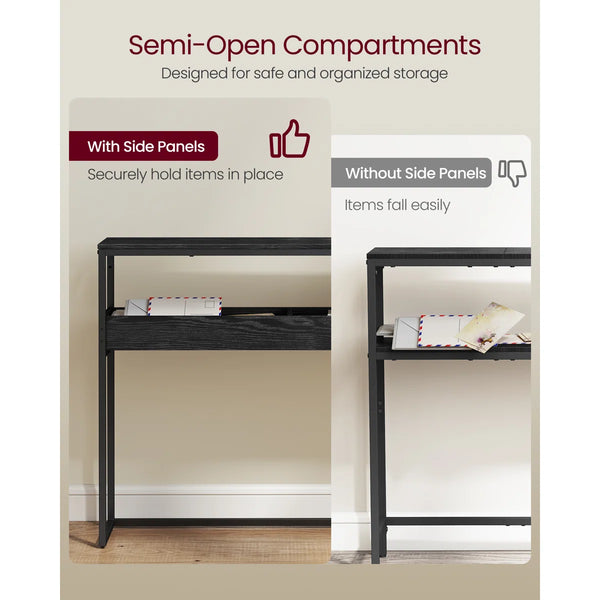 Console Table with 2 Storage Compartments for Entryway, Hallway & Living Room  Wooden Bazar