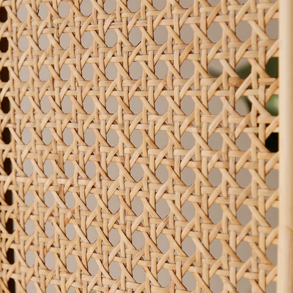**3-Panel Brown Solid Wood & Rattan Folding Room Divider**  Wooden Bazar