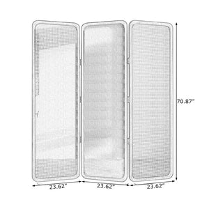 **3-Panel Burlywood Wicker & Solid Wood Folding Room Divider**   Wooden Bazar
