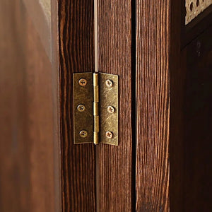 3-Panel Nut-Brown Solid Wood Folding Room Divider   Wooden Bazar