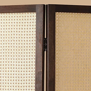 3-Panel Nut-Brown Solid Wood Folding Room Divider   Wooden Bazar