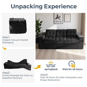 Finlex 3 Seater Chenille Boneless Couch Comfy Sofa - Wooden bazar