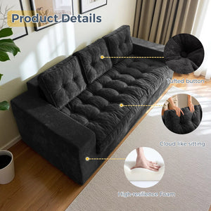 Finlex 3 Seater Chenille Boneless Couch Comfy Sofa - Wooden bazar