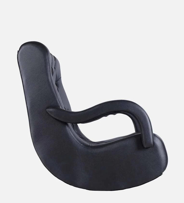 Shink Modern Black Leatherette Rocking Chair with Cushioned Seat